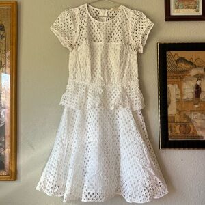 LoveShackFancy White Eyelet Ruffle Dress Boho